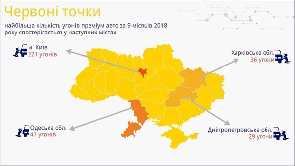 Які машини і де викрадають найчастіше (інфографіка)