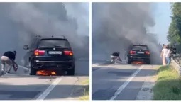 Водій луцького турагентства серед траси рятував палаюче BMW
