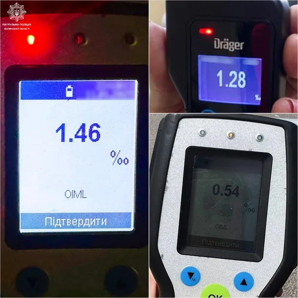У Луцьку й Ковелі за вихідні зловили 11 п'яних водіїв