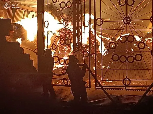 На Володимирщині майже всю ніч гасили пожежу (фото)