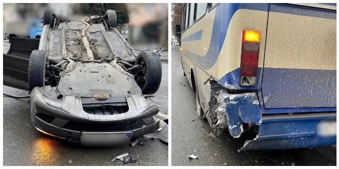 Авто протаранило маршрутку і перекинулось: деталі ДТП на Львівській у Луцьку (фото, відео)