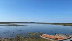 Для купання та риболовлі: на Волині машина-амфібія чистила озеро (фото)