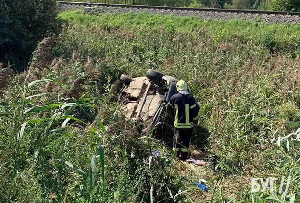 Догори колесами: у Володимирському районі авто злетіло у кювет (фото)