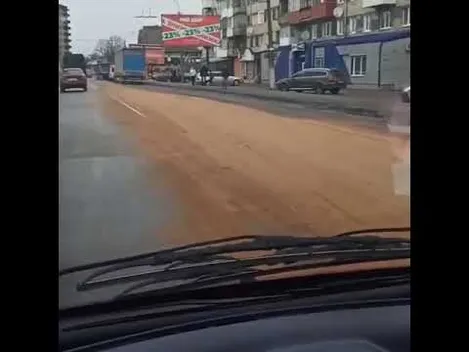 У Луцьку на вулиці Львівській розсипали зерно (відео)