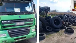 Викинув та поїхав: у Луцьку чоловік вивалив купу автомобільних шин біля дороги (фото)