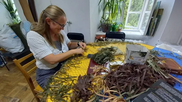 У центрі Луцька плели маскувальні сітки та «кікімори» для військових (фото, відео)