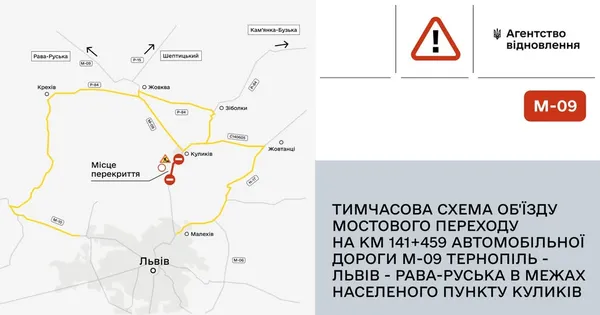 На Львівщині на три місяці перекриють міст на трасі М-09: схема об'їзду