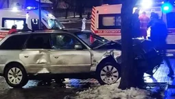 У Луцьку на Відродження Audi А6 вилетіла на зупинку та влупилася в дерево (фото)