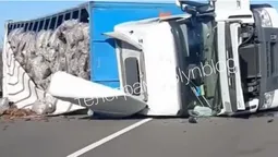 Заклинило гальма: під Луцьком перекинулася фура з причепом (відео)