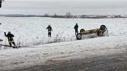 Догори колесами: на Волині авто злетіло в кювет (відео)