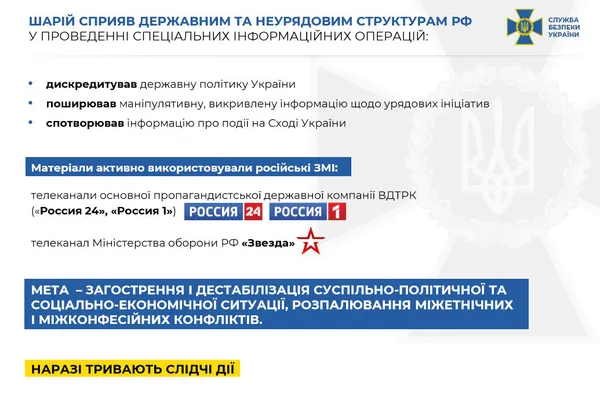 СБУ оголосила Шарію підозру в держзраді