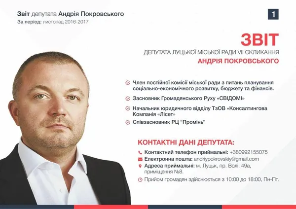Що зробив депутат Андрій Покровський за минулий рік у Луцьку (інфографіка)