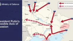 Міноборони Британії оприлюднило карту можливого сухопутного вторгнення Росії в Україну