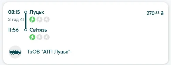 Скільки коштує доїхати до Світязя