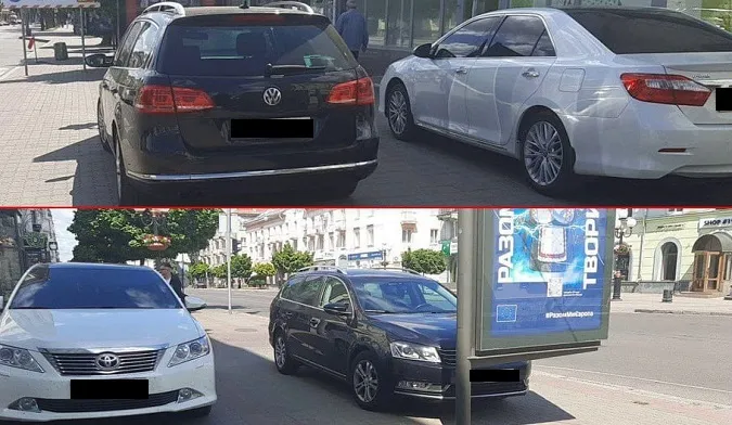 У центрі Луцька оштрафували автівки, які «вмостились» на тротуарі