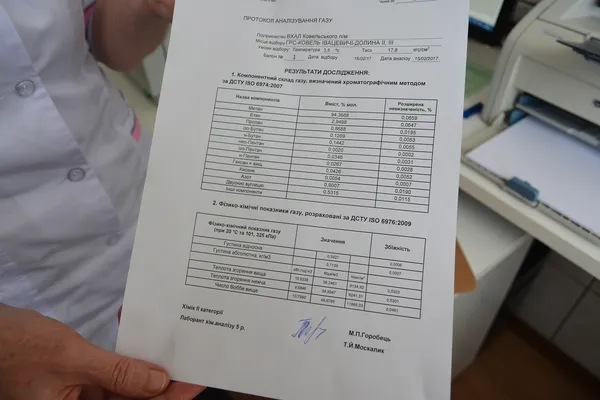 Аналіз проби газу, взятої на ГРС у Ковелі