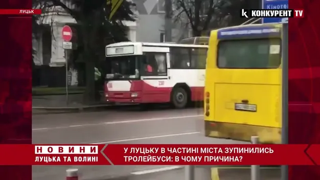 Рух ускладнений: у Луцьку посеред мосту стали тролейбуси (фото, відео)