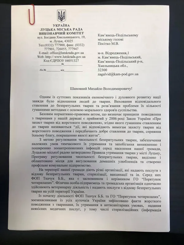 Жорстокість і неякісна стерилізація: луцький мер просить міських голів не співпрацювати з Даною Новарчук