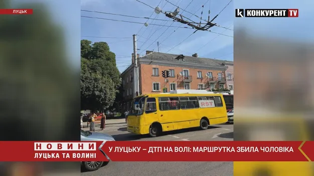 У центрі Луцька маршрутка збила пенсіонера на переході (фото, відео)