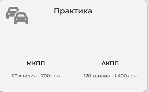 Різниця вартості практичних уроків