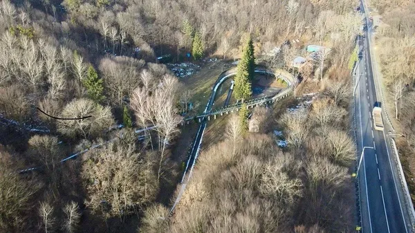Кременецька санна траса з висоти. Фото: Суспільне Тернопіль