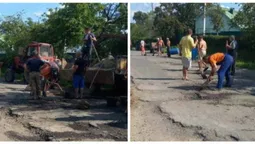 Терпець урвався: у Тростянці селяни самостійно латають дорогу (фото)