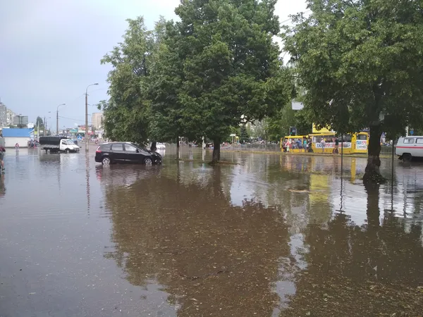 У Луцьку біля «Салюта» у «водяному полоні» опинилася швидка (фото)