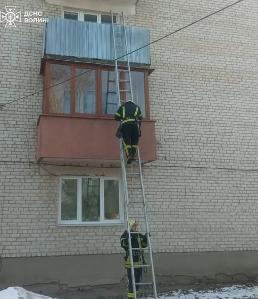 Дворічна дитина зачинилася в квартирі: волинські рятувальники лізли через вікно (фото)
