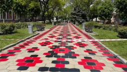 «Вишивана алея» до Дня вишиванки: у місті на Волині розфарбували доріжку (фото)