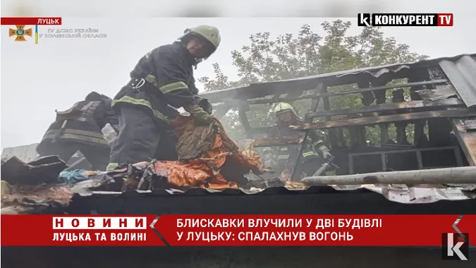 Блискавки влучили у дві будівлі у Луцьку: спалахнув вогонь (відео)