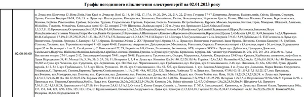 Де на Волині не буде світла у понеділок, 2 січня. ГРАФІК