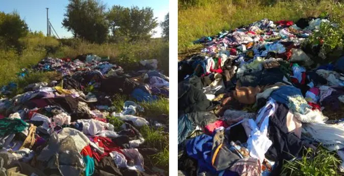 Купа серед поля: на Волині невідомі влаштували смітник з одягу (фото)