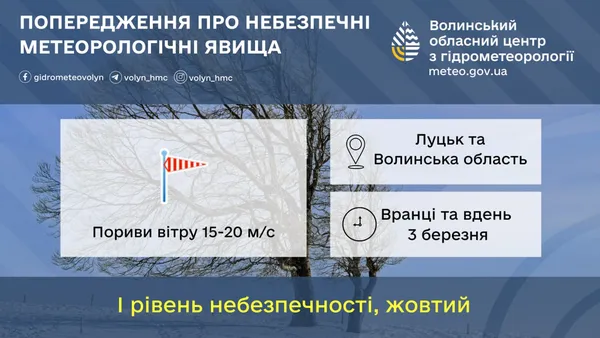 Буде вітряно: погода в Луцьку на 4 березня