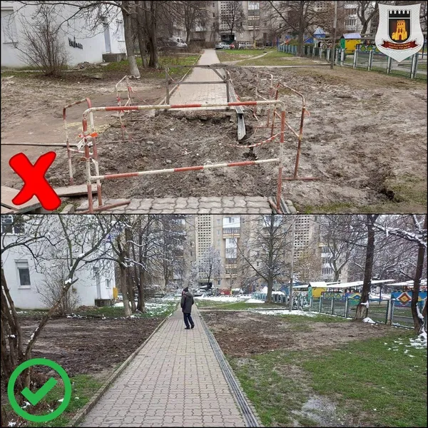 У Луцьку після ремонтних робіт біля дитсадка утворилося провалля (фото)