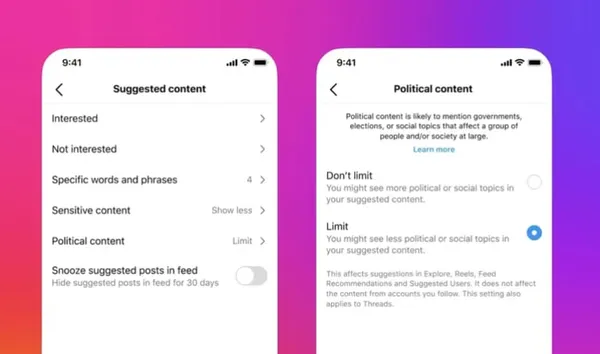 Instagram і Threads більше не рекомендуватимуть політичний контент