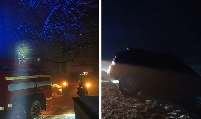 Jaguar після ДТП і «швидку» із пацієнтом: на Волині рятувальники витягали із заметів два авто (фото)