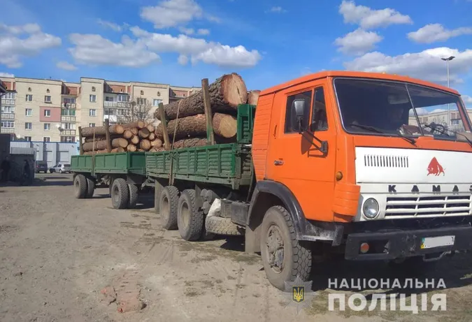 Інша кількість і не той діаметр: на Волині затримали «КамАЗ» із соснами (фото)