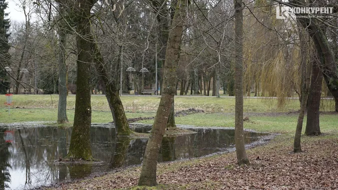 Мокрий луцький парк, або Як алеї тонуть у воді (фото)