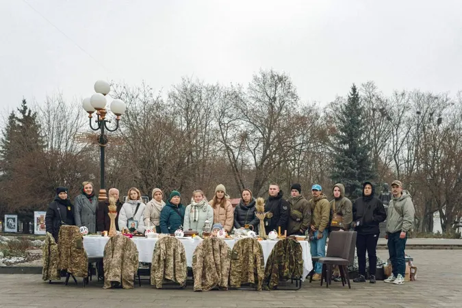 Великий стіл, військова форма та фото загиблих: у центрі Ковеля провели акцію-нагадування про воїнів