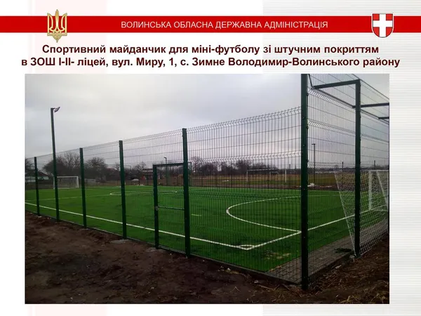 На Волині побудують п'ять футбольних полів зі штучним покриттям