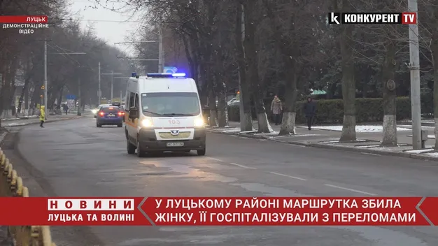 Госпіталізували з переломами: в Луцькому районі маршрутка збила жінку (відео)