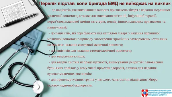 Волинські медики розповіли, на які виклики «швидка» приїде і не приїде