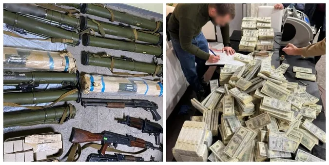 Цілий арсенал та мільйони доларів: у Дніпрі затримали торговців зброєю (фото, відео)