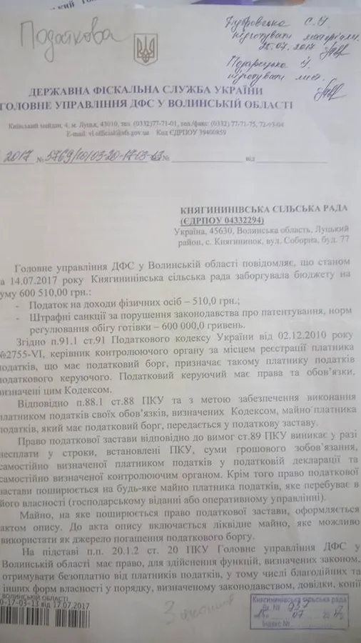Сільрада на Волині заплатить 600 тисяч гривень штрафу 