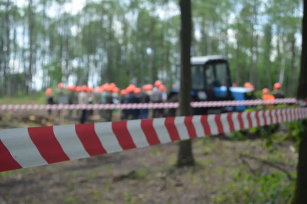 За 50 метрів до лісосіки по всьому периметру небезпечну ділянку огороджують червоною стрічкою.