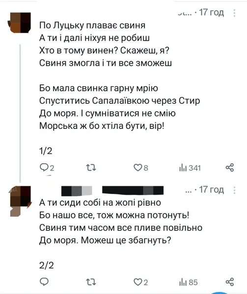 Дохла свиня у Луцьку розірвала інтернет