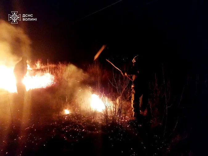 На Волині посеред зими палає сухостій (фото)