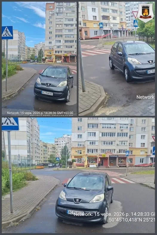 У Луцьку муніципали оштрафували водія за паркування біля пішохідного переходу