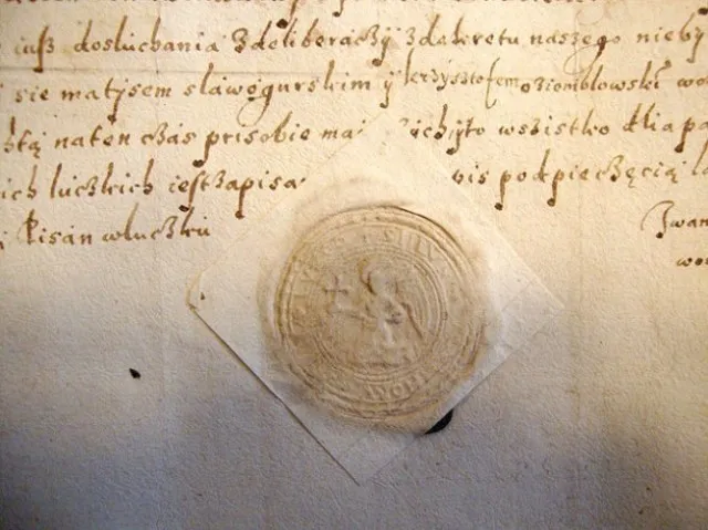 Печатка луцької лави із зображенням архангела Михаїла, 1612 р.