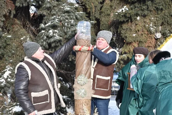 На Театральному майдані в Луцьку вперше встановили Різдвяного Дідуха (фото)